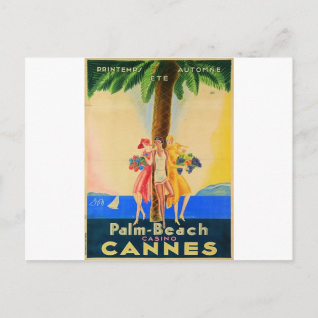 Vintage Cannes Fransk Travel Vykort (Framsida)