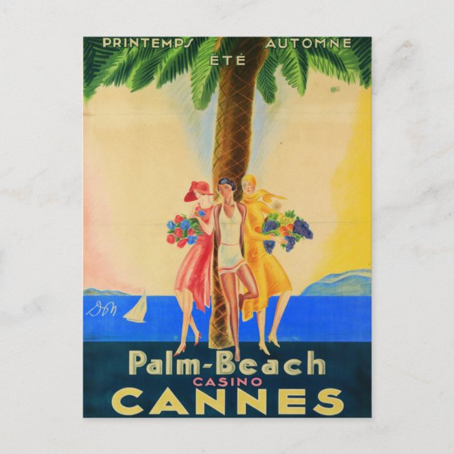 Vintage Cannes Franska Resor Vykort (Framsida)