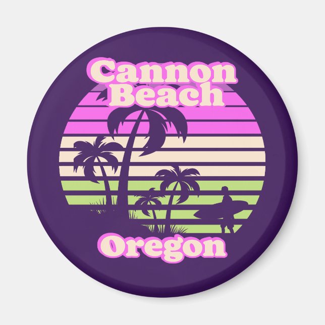Vintage Cannon Beach Oregon Magnet (Framsidan)