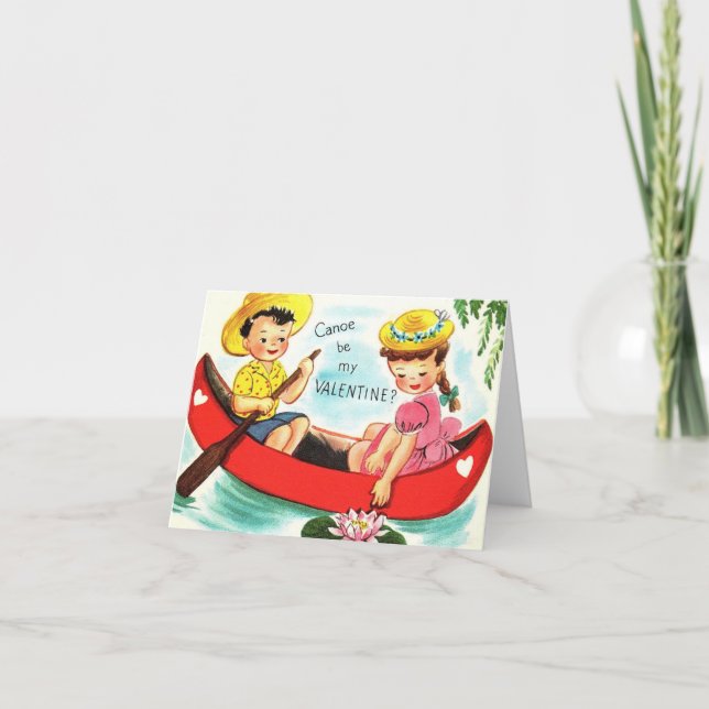 Vintage Canoe Valentine Kort (Framsida)