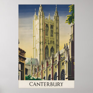 Vintage Canterbury Cathedral England Resa Poster