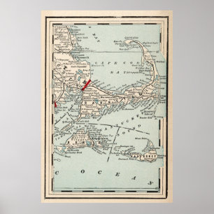 Vintage Cape Cod Karta (1893) Poster