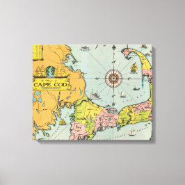 Vintage Cape Cod Karta Canvastryck