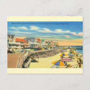 Vintage Cape May Beach och Boardpromenader Postcar Vykort