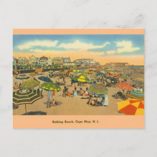 Vintage Cape May New jersey Bathing Beach Postcard Vykort