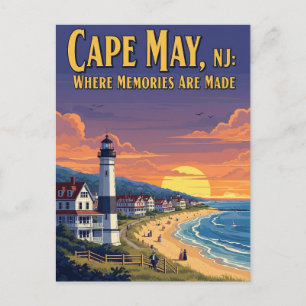 Vintage Cape May New jersey Travel Vykort