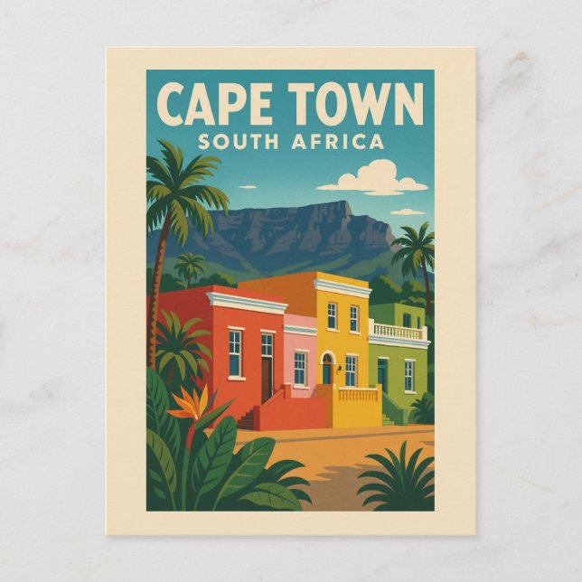 Vintage Cape Town South Afrika Travel Vykort (Framsida)