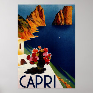 Vintage Capri Fransk Travel Poster