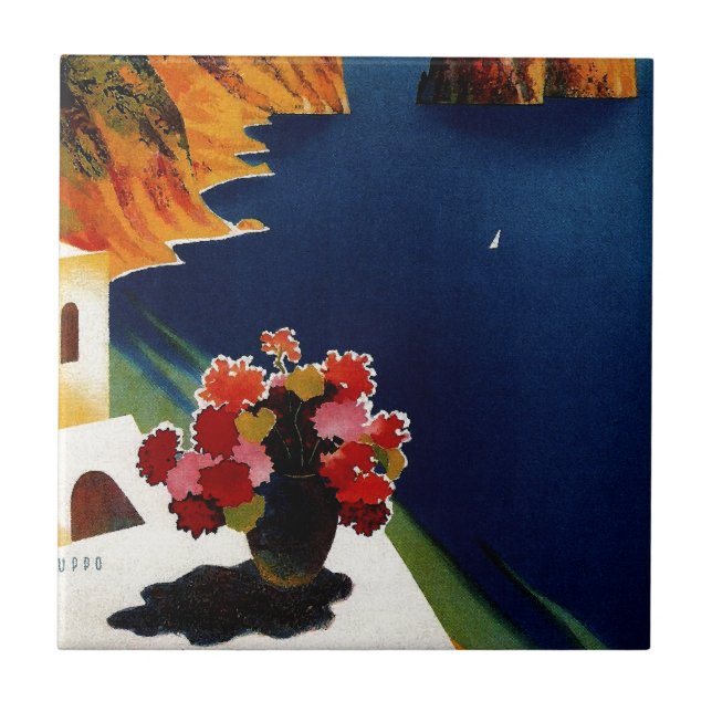 Vintage Capri Italien Travel Kakelplatta (Framsidan)