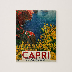 Vintage Capri L'Isola del Sole Italien Art Måling Pussel