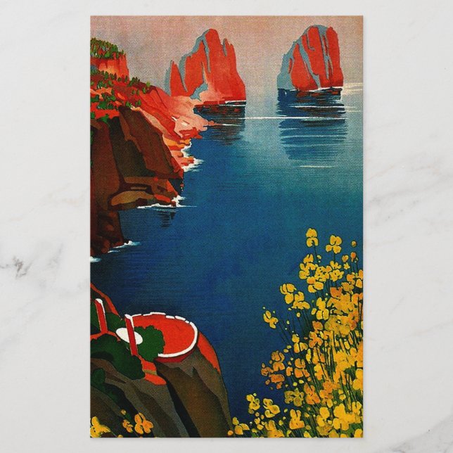 Vintage Capri L'Isola del Sole Italien Brevpapper (Framsida)