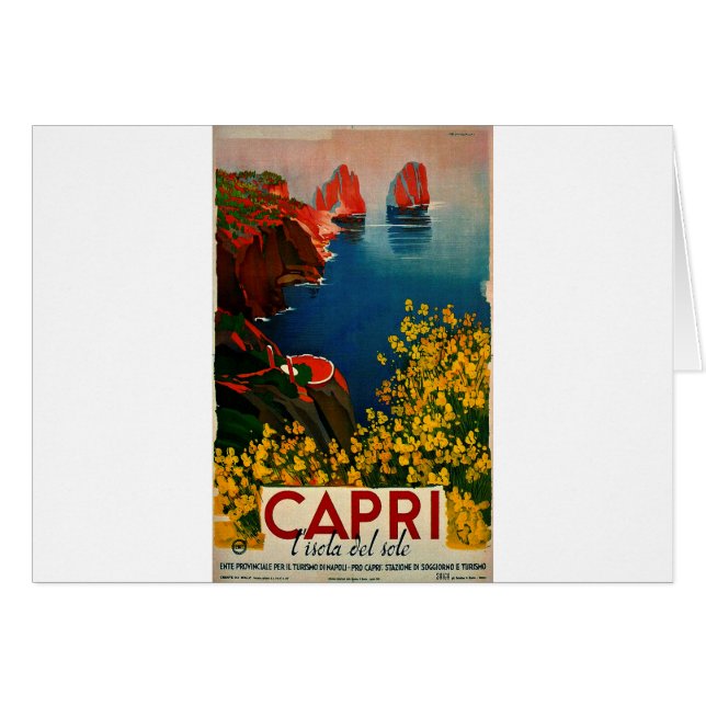 Vintage Capri L'Isola del Sole Italien Hälsningskort (Framsidan Horizontal)