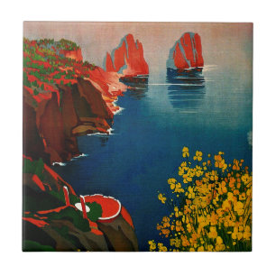 Vintage Capri L'Isola del Sole Italien Kakelplatta