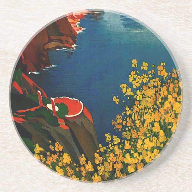 Vintage Capri L'Isola del Sole Italien Underlägg Sandsten (Framsidan)