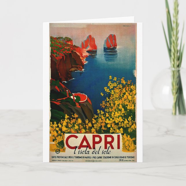 Vintage Capri L'Isola del Sula Italien Kort (Framsida)