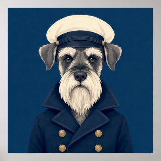 Vintage Captain Schnauzer Hundporträtt Poster