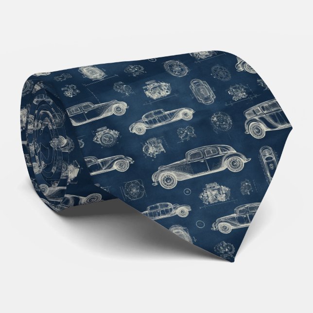 Vintage Car Blueprint Pattern Slips (Rullad)