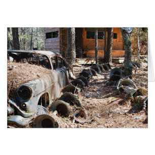 Vintage car, Hubcaps och hydda Hälsningskort