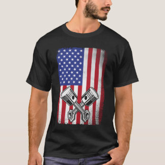 Vintage Car Mechanic Piston American Flag vintage  T Shirt