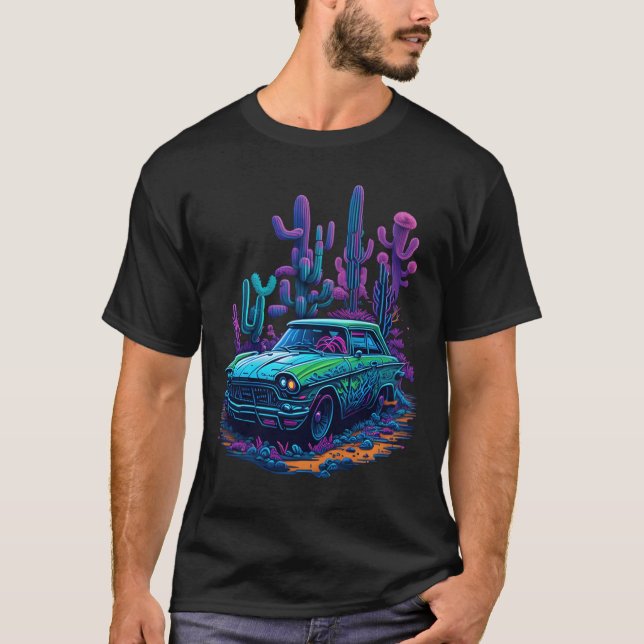 Vintage Car Neon gift vintage friends T Shirt (Framsida)