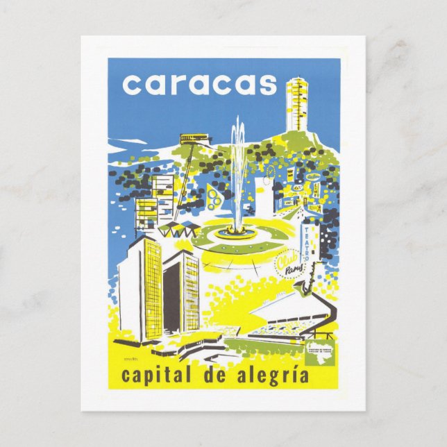 Vintage Caracas, Venezuela, reseposter Vykort (Framsida)