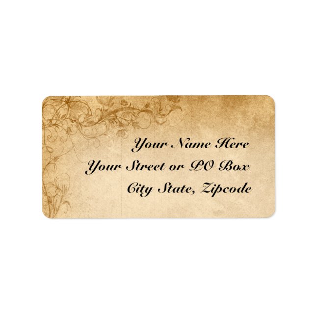 Vintage Caramel Brown & Ro Bröllop Adressetikett (Framsidan)