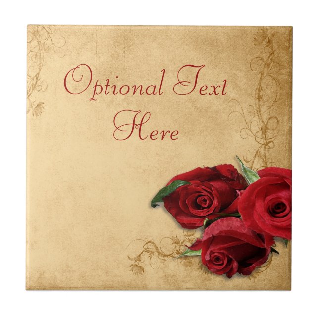 Vintage Caramel Brown & Ro Kakelplatta (Framsidan)