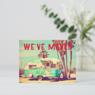Vintage Caravan Ny adress Flyttmeddelande Vykort