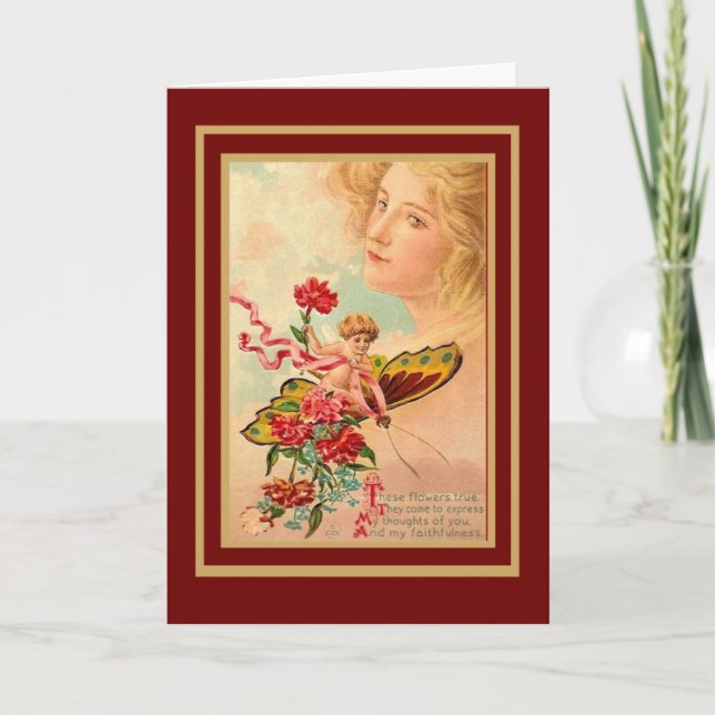 Vintage Card Valentine Cupid Helgkort (Framsida)