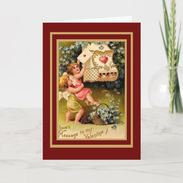 Vintage Card Valentine Cupid Helgkort (Framsida)