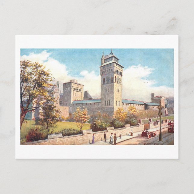 Vintage Cardiff Castle Vykort (Framsida)