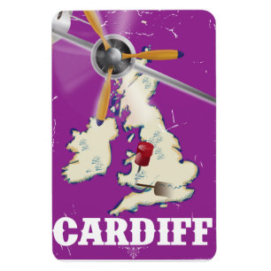 Vintage Cardiff Wales Resorera Poster Magnet