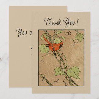 Vintage Cardinal Red Bird på Tacken Gren Kort