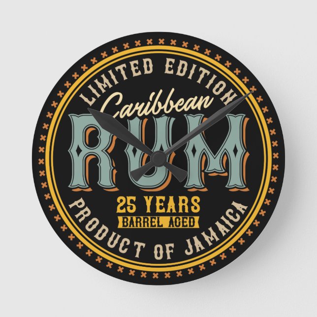 Vintage Caribbean Rum    Rund Klocka (Framsida)