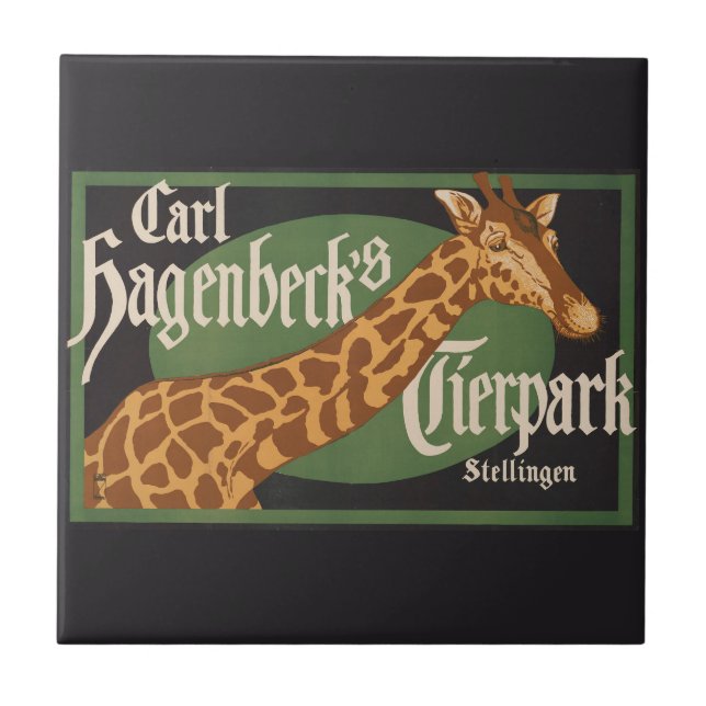 Vintage Carl Hagenbecks Tierpark Circus Poster Kakelplatta (Framsidan)