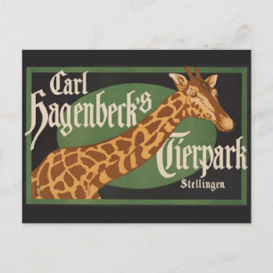 Vintage Carl Hagenbeck's Tierpark Cirkusaffisch Vykort