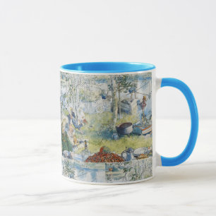 Vintage Carl Larsson Cray-fiske med familjen Mugg