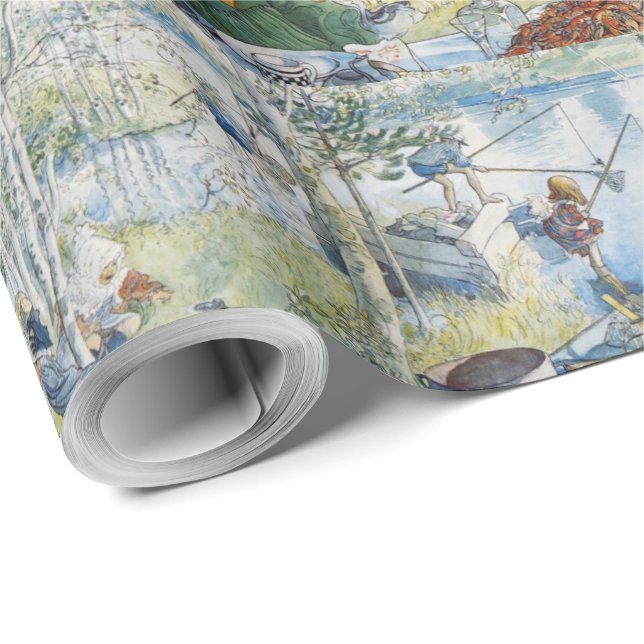 Vintage Carl Larsson fiskar med familjen Presentpapper (Rullad Hörn)
