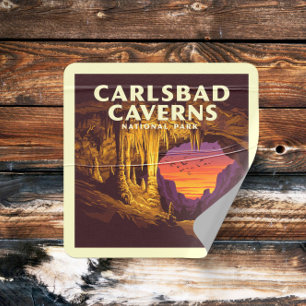 Vintage Carlsbad Caverns nationalpark Fyrkantigt Klistermärke