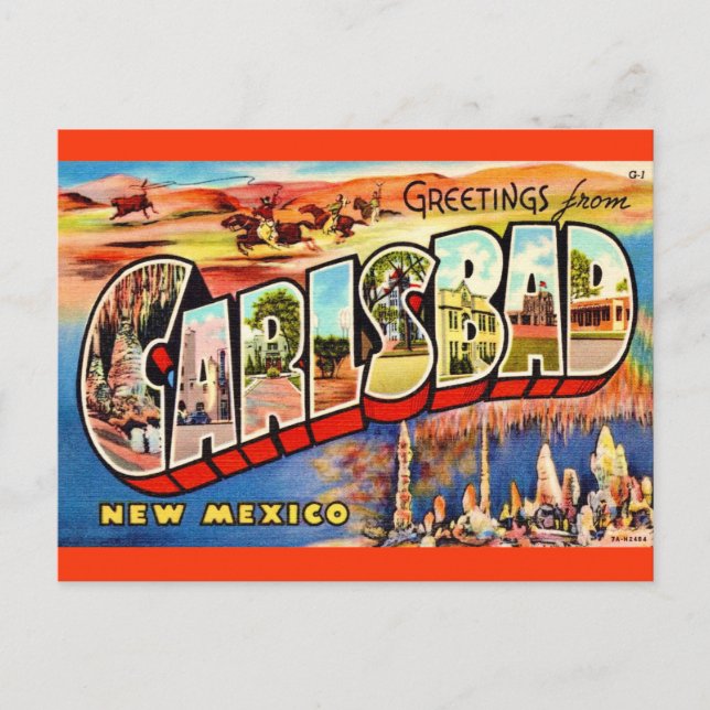 Vintage Carlsbad NM vykort (Framsida)