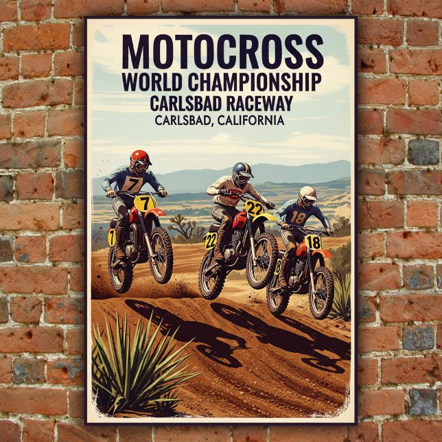 Vintage Carlsbad Raceway Motocross Wall Poster (Skapare uppladdad)