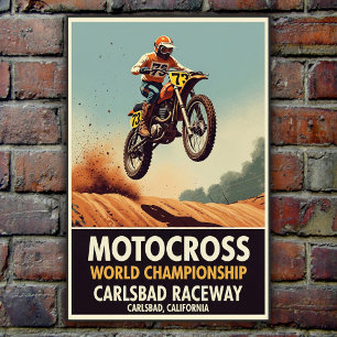 Vintage Carlsbad Raceway Motocross Wall Poster