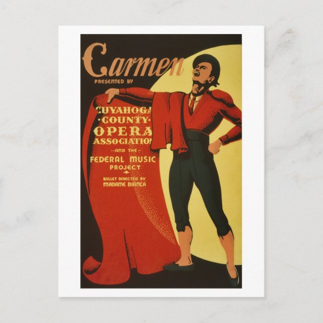 Vintage Carmen Opera och Ballet Vykort (Framsida)