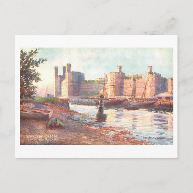 Vintage Carnarvon Castle Vykort (Framsida)