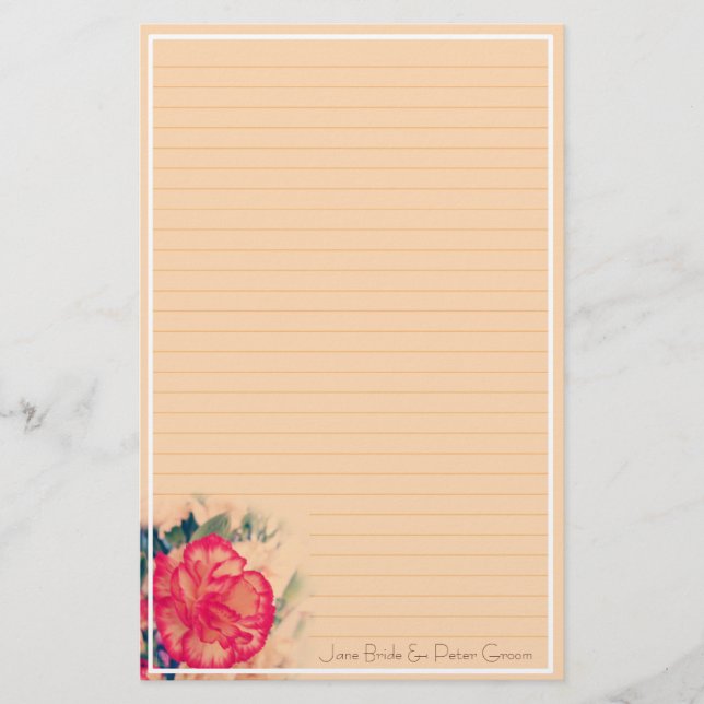 Vintage Carnation Bröllop, kontorsmateriel Brevpapper (Framsida)