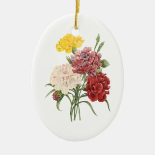 Vintage Carnations Dianthus Garden Flowers Redoute Julgransprydnad Keramik