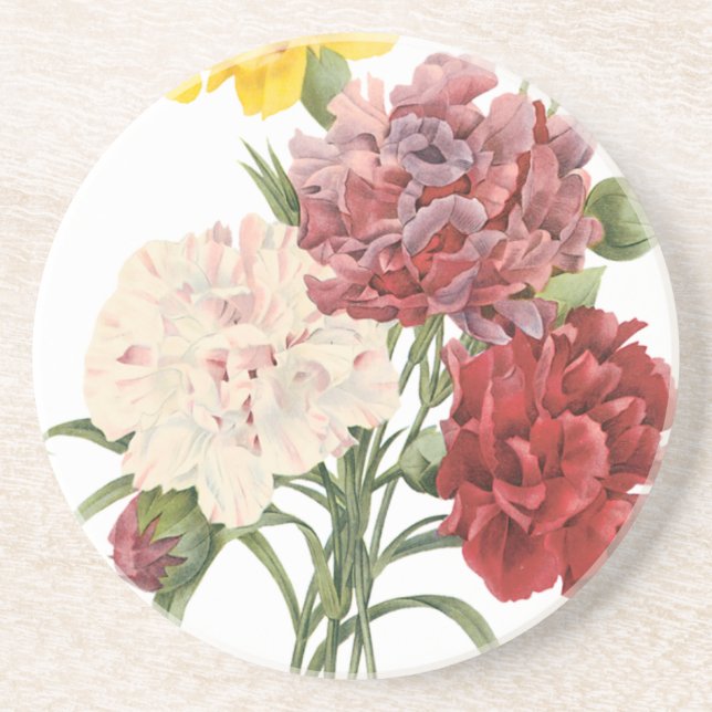 Vintage Carnations Dianthus Garden Flowers Redoute Underlägg (Framsidan)