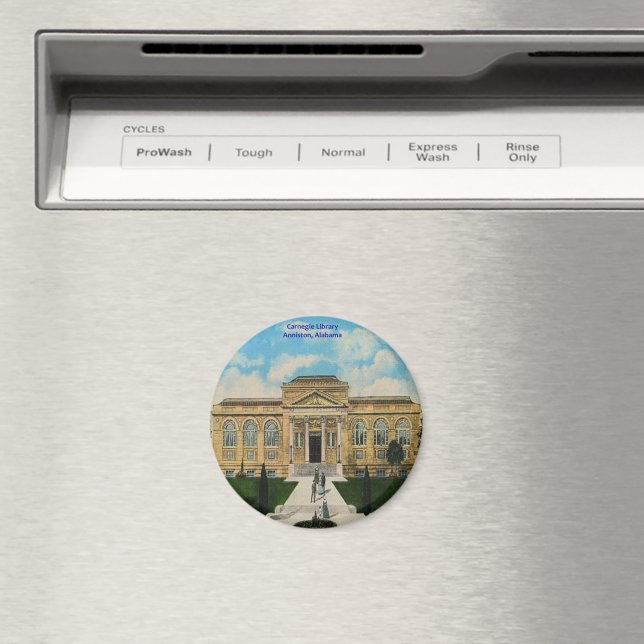 Vintage Carnegie Bibliotek Anniston Alabama Magnet (In Situ (Dishwasher))