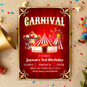 Vintage Carnival Birthday Inbjudningar
