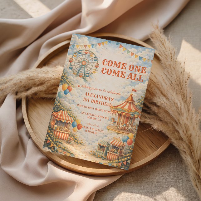 Vintage Carnival Circus Birthday Inbjudningar (Skapare uppladdad)